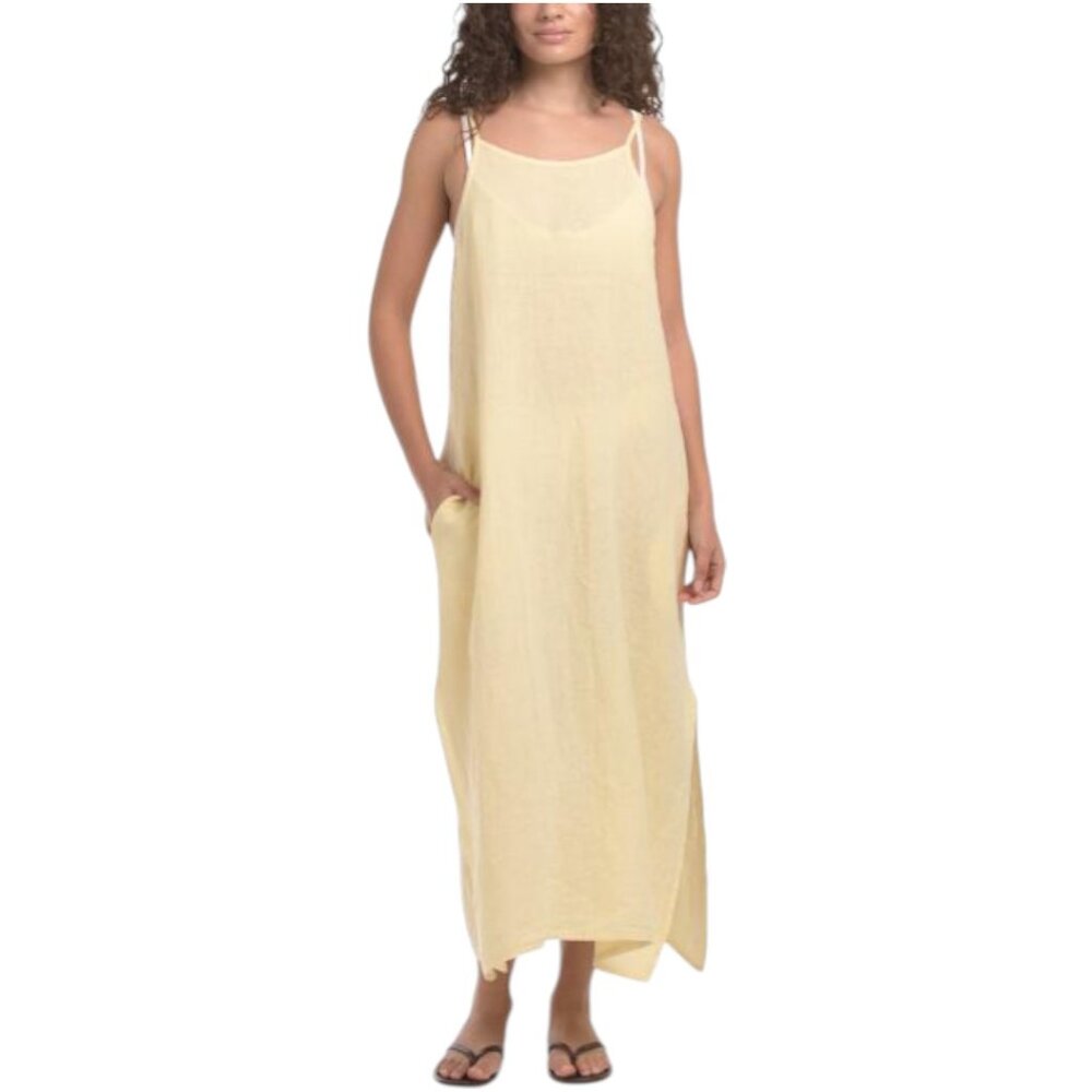TERZO MILLENNIO Made In Italy Linen Strappy Maxi Cover-up Dress